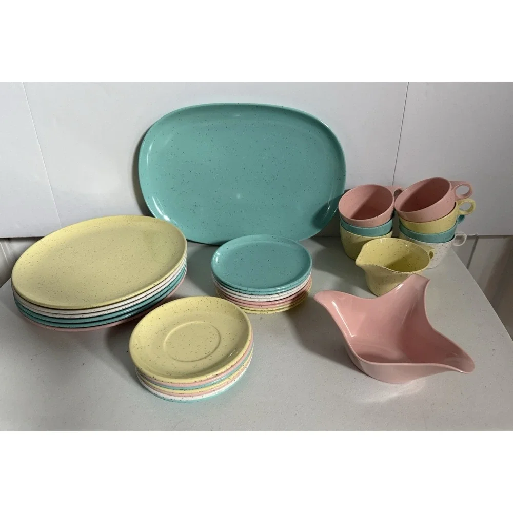 Vintage Imperial Ware Melmac Melamine 31 piece lot MCM Speckled